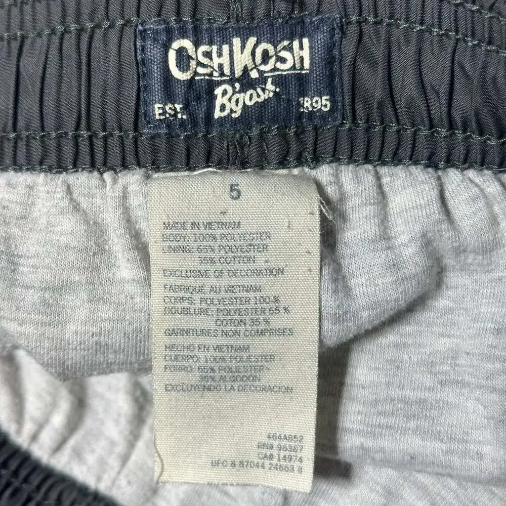 OshKosh B’Gosh Boys 5 Gray Varsity 95 Zip Side Wind Jersey Lined Track Pants